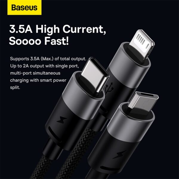 Baseus StarSpeed 1.2 Meter USB to M+L+C 3.5A  Cable – 6M - Image 3