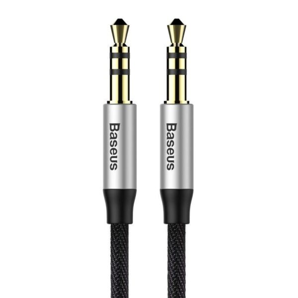 Baseus 0.5M Yiven  Audio Cable 3.5 Male Audio M30  Silver+ Black – CAM30-AS1 – 6 Months Warranty