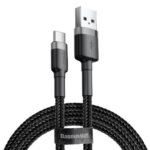 Baseus Cafule 2M Nylon Braided Cable USB To Type-C QC3.0 2A Black-Grey – CATKLF-CG1- 6 Months Warranty