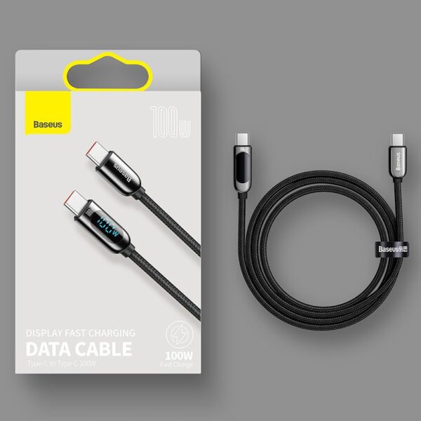 Baseus Display 1M 100W Fast Charging Data Cable Type-C to Type-C  Black  Digital Display- CATSK-B01- 6 Month Warranty - Image 5