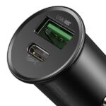 Baseus Circular Metal 30W PPS Quick Charger Car Charger (Support VOOC)Black -CCYS-C01 – 6 Months Warranty