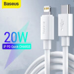 Baseus iP 20W (2PCS/Set – 1.5m Simple Wisdom Data Cable Kit Type-C to  White – TZCATLZJ-02 – 6 Months Warranty