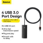 Baseus 4-Port Lite Series USB-A HUB Adapter 4X USB 3.0 Black – 6 Months Warranty