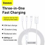 Baseus Superior Series 1.5 Meter USB to M+L+C 3.5A Cable – 6M