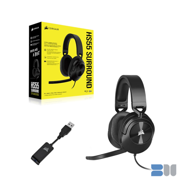 CORSAIR HS55 SURROUND WIRED GAMING HEADSET CARBON CA-9011265-AP