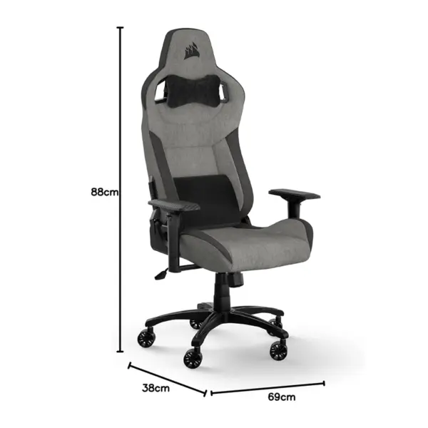 CORSAIR T3 RUSH FABRIC GREY/CHARCOAL 2023 GAMING CHAIR CF-9010056-WW - Image 2