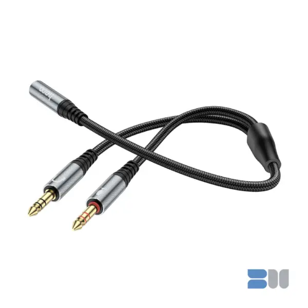 Hoco UPA21- 2-in-1 3.5 headset audio adapter cable(female to 2*male)-Metal Gray