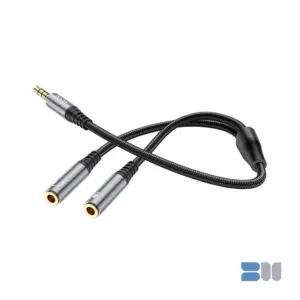 Hoco UPA21 2-in-1 3.5 headset audio adapter cable(male to 2*female)-Metal Gray