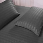 Egyptian Strips King Size Dark Grey Colore Bedsheet With 2 Pillow Covers (90"x100")