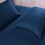 Egyptian Strips King Size Navy Blue Colore Bedsheet With 2 Pillow Covers