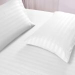 Egyptian Strips White Colore King Size Bedsheet With 2 Pillow Covers (90"x100")