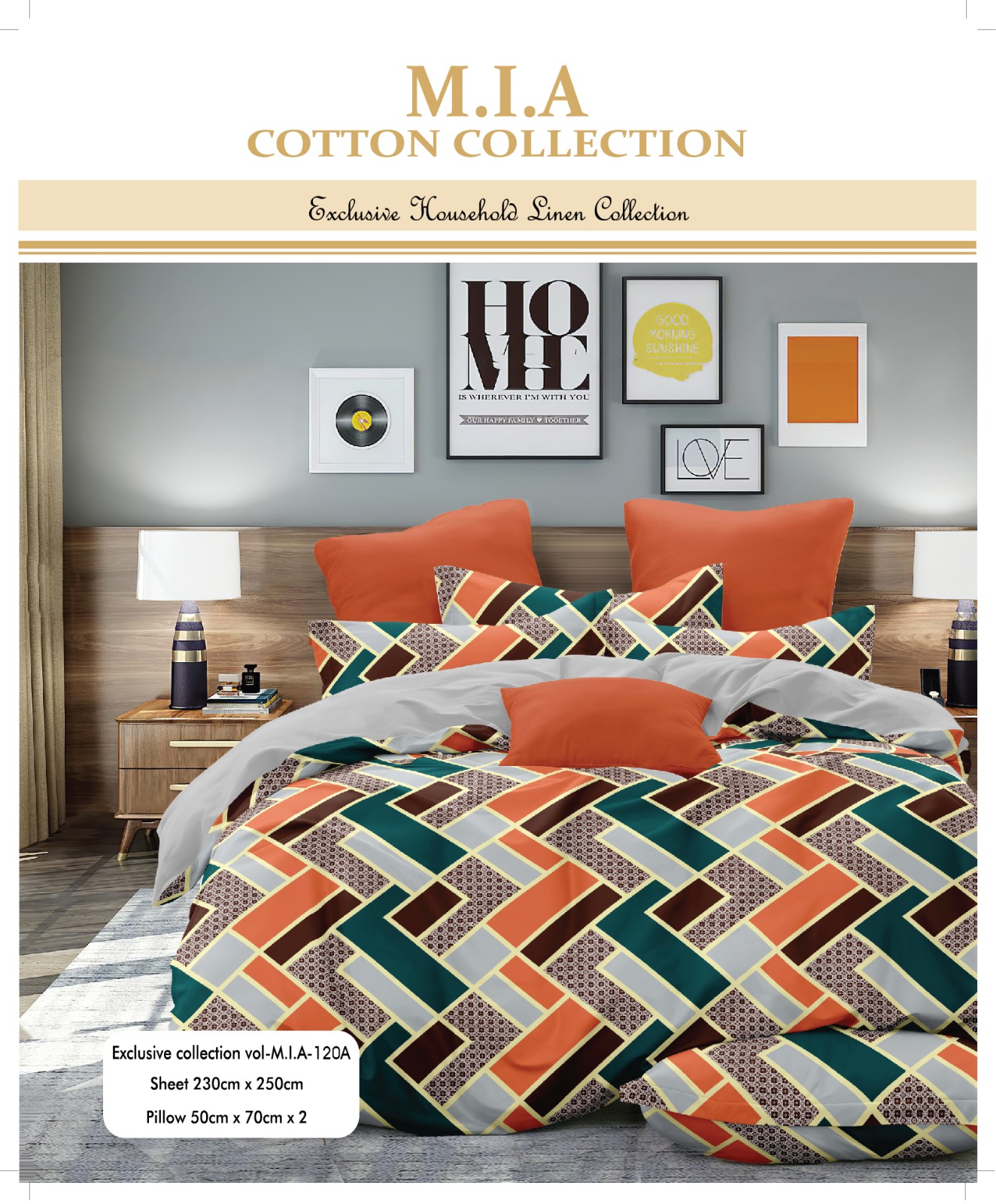 King Size Bedsheet / Mia Bedsheets / Cotton / Flat sheet / Bedsheet With 2 Pillow Covers (90 x 100) - Image 2