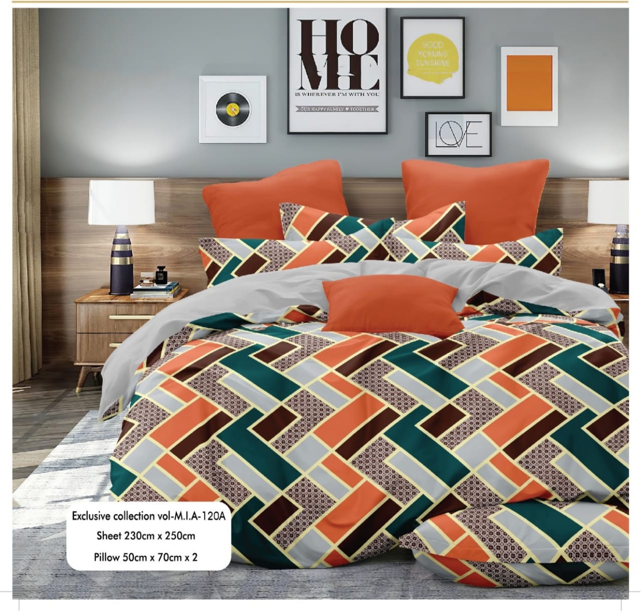 King Size Bedsheet / Mia Bedsheets / Cotton / Flat sheet / Bedsheet With 2 Pillow Covers (90 x 100)
